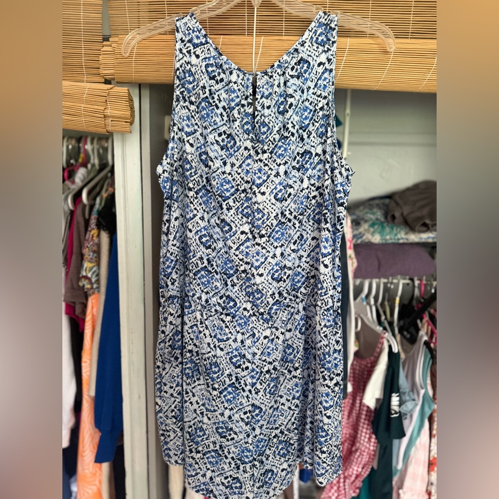 GAP Blue and White Sleeveless V-Neck Midi Romper - Picture 7 of 11